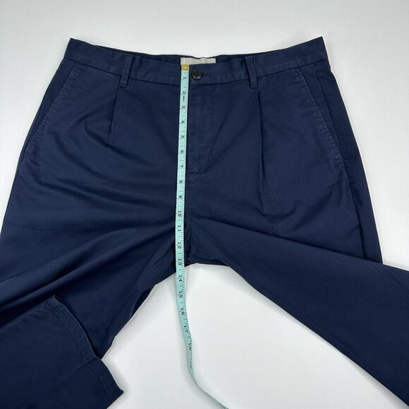 Everlane Uniform Men Navy The Cotton Pleated‎ Minimalist Career Pant W33-35/L30 - Picture 11 of 14